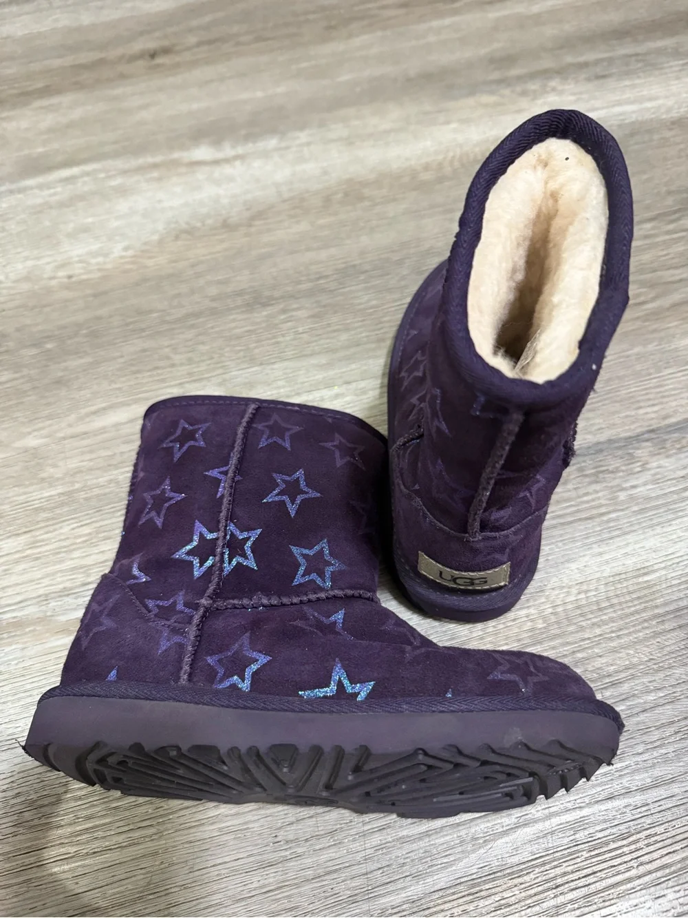 UGG Classic II Purple Iridescent Star Kids Boot
